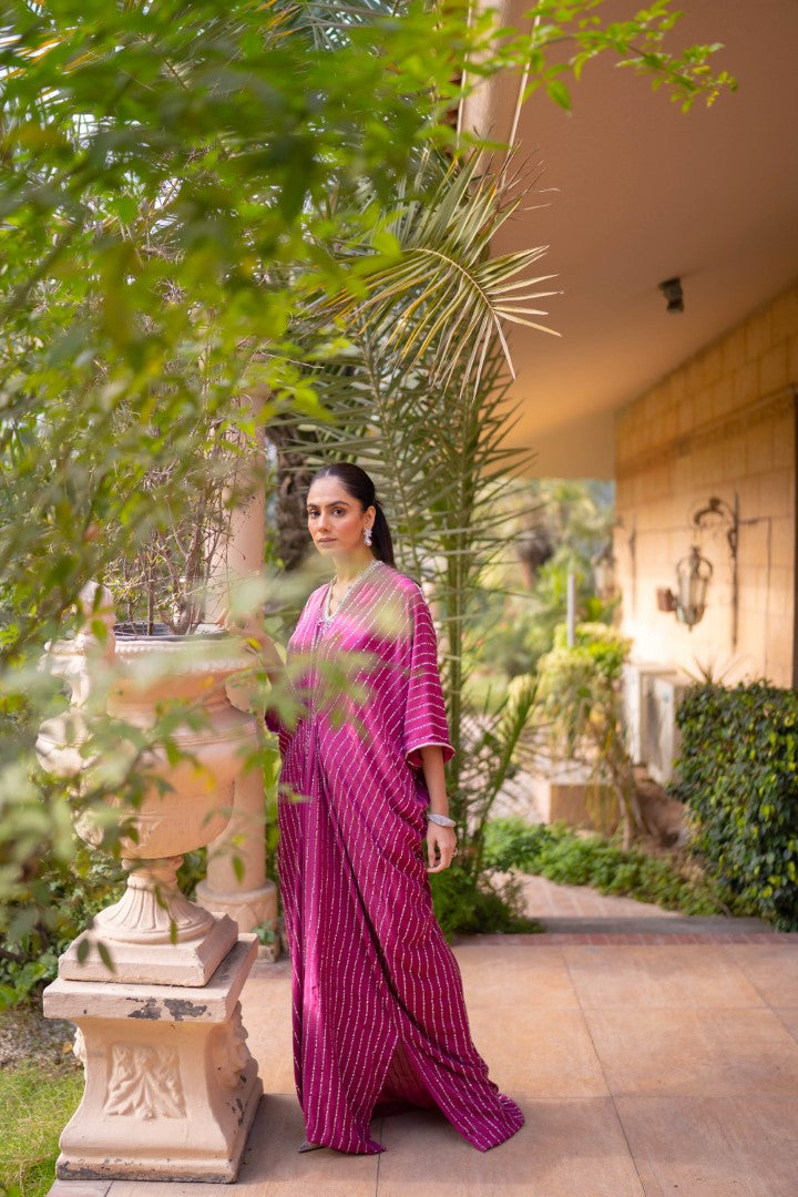 Magenta Kaftan - Eid Drop'23 by Noreen Neelam