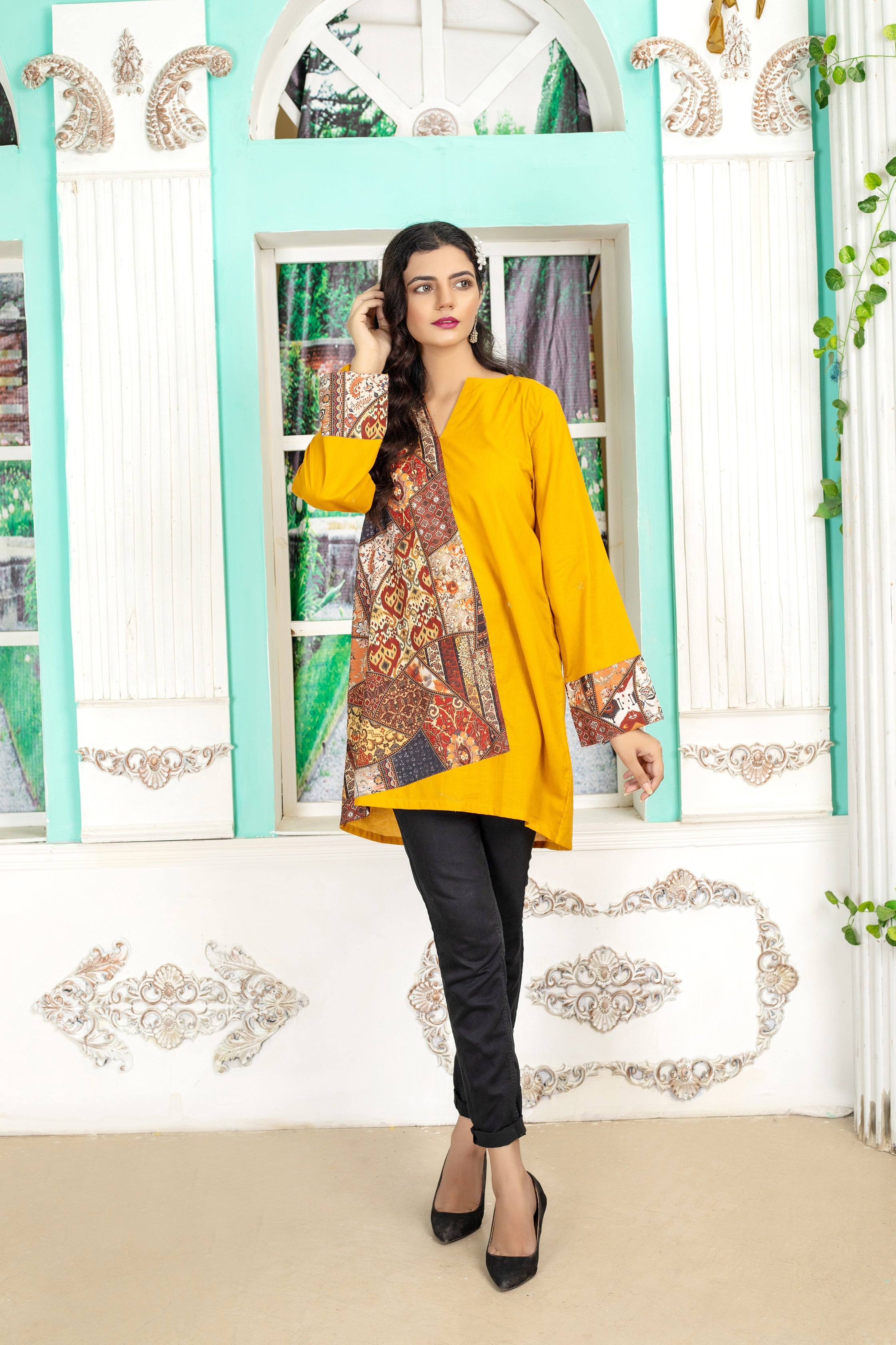 PATCH WORK TOP - Winter Collection by Qasim Yaqoob