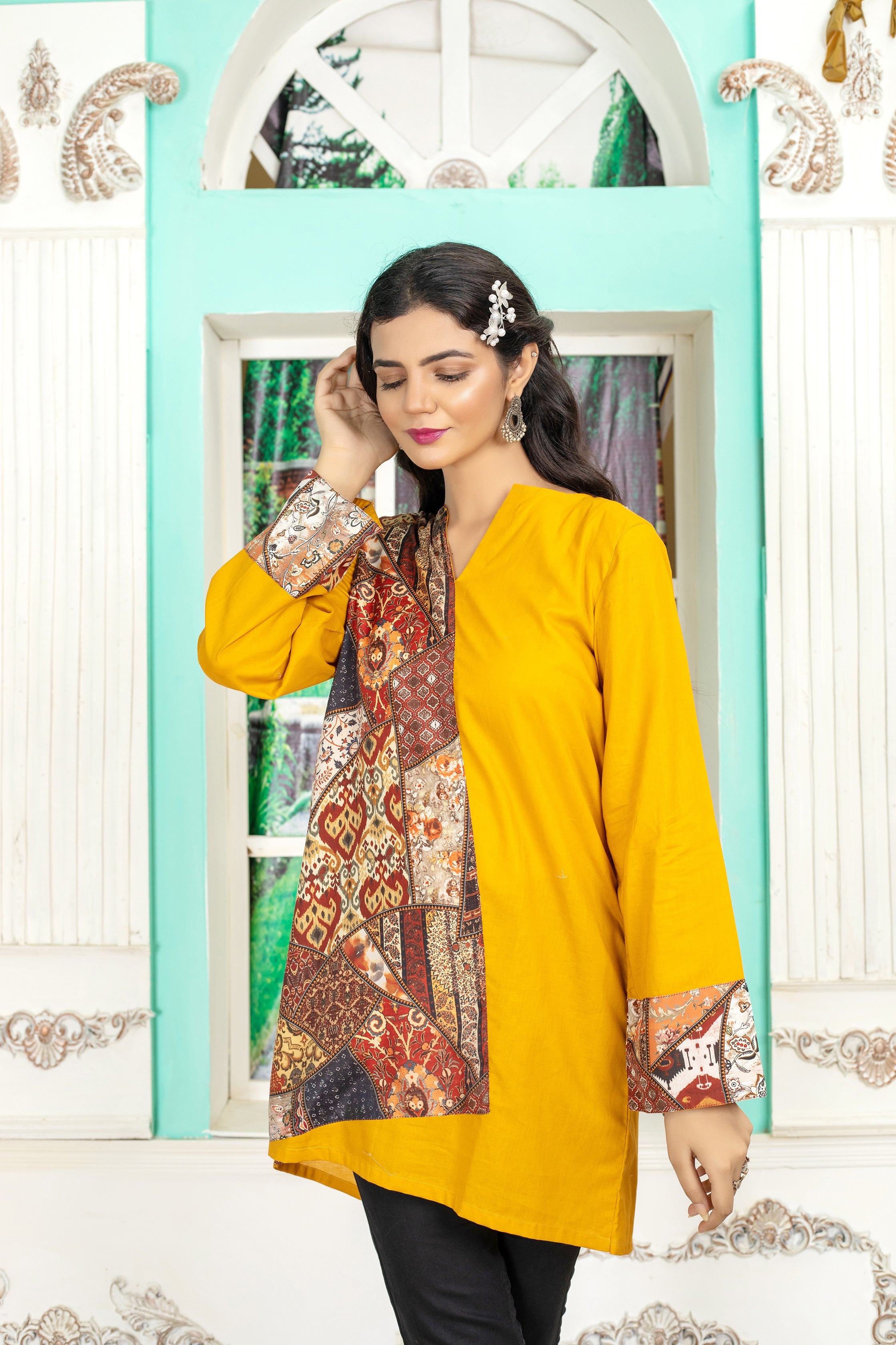 PATCH WORK TOP - Winter Collection by Qasim Yaqoob