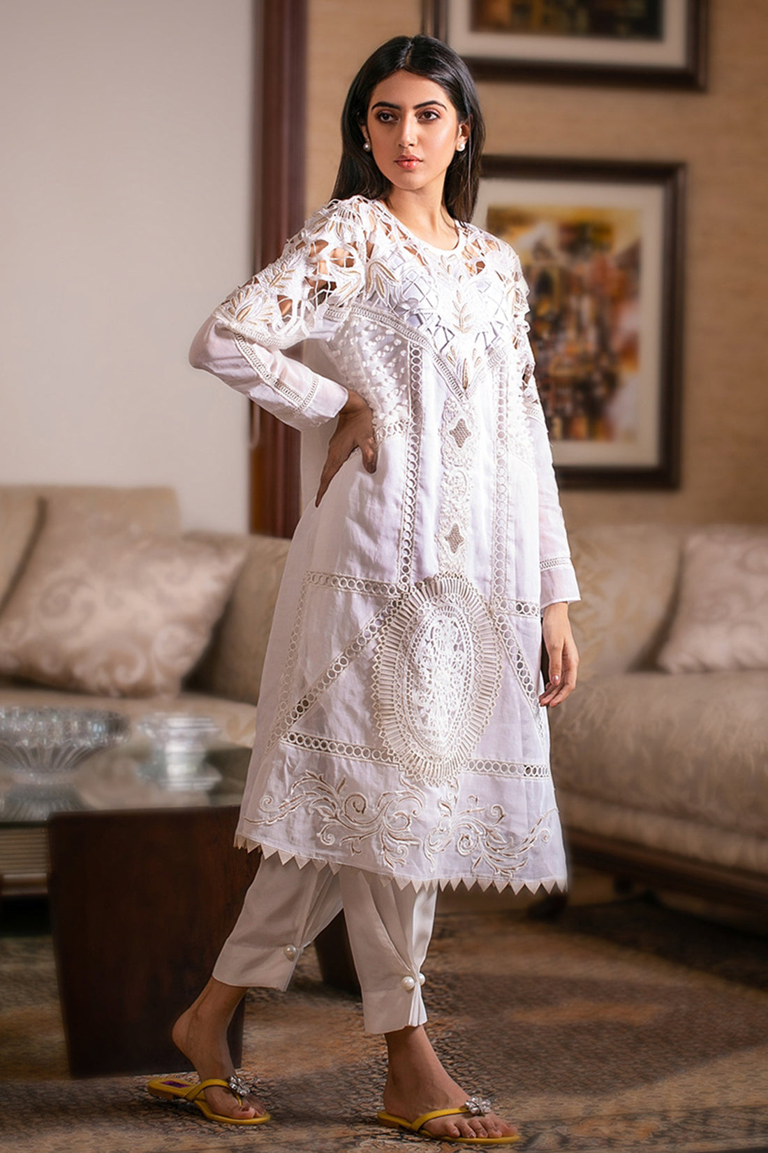 Nora Kurta - Off White - Aleena & Fareena