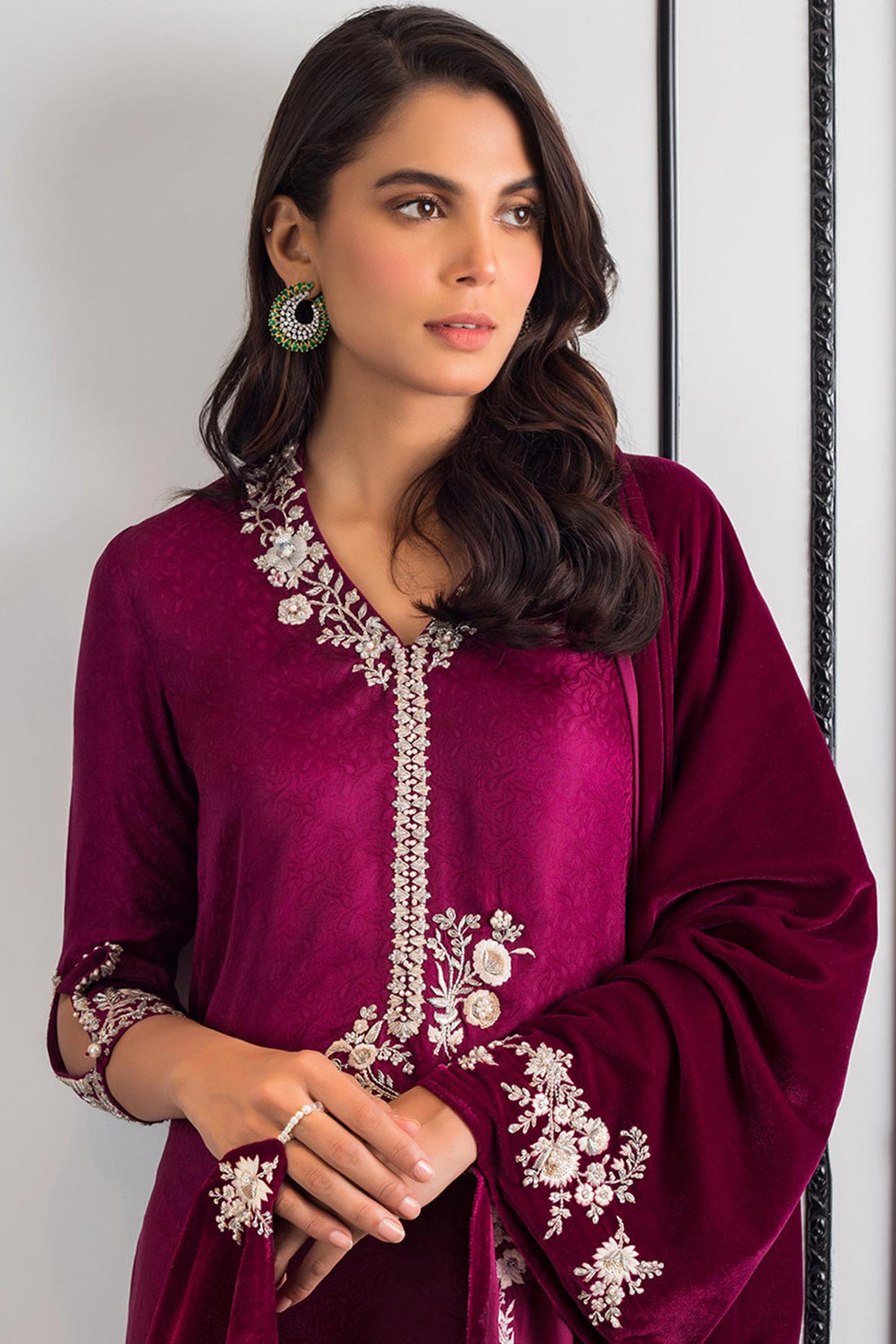 PLUM JAMAWAR KURTA - Sania Maskatiya