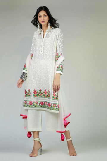 PORTULACA KALI KURTA WHITE - Rizwan Beyg