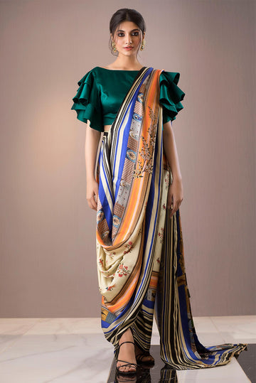 PRINTED CHARMEUSE SAREE 2 - Sania Maskatiya