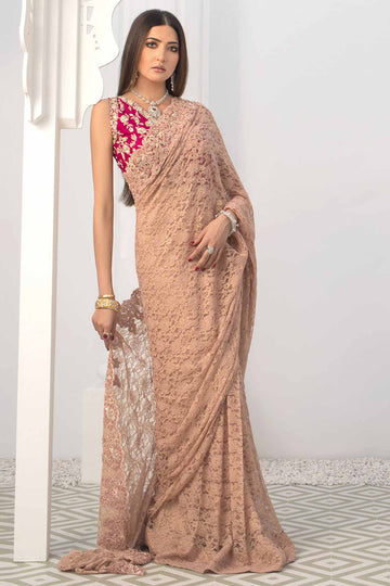 RAVISHING ROSE SAREE - Zainab Chottani