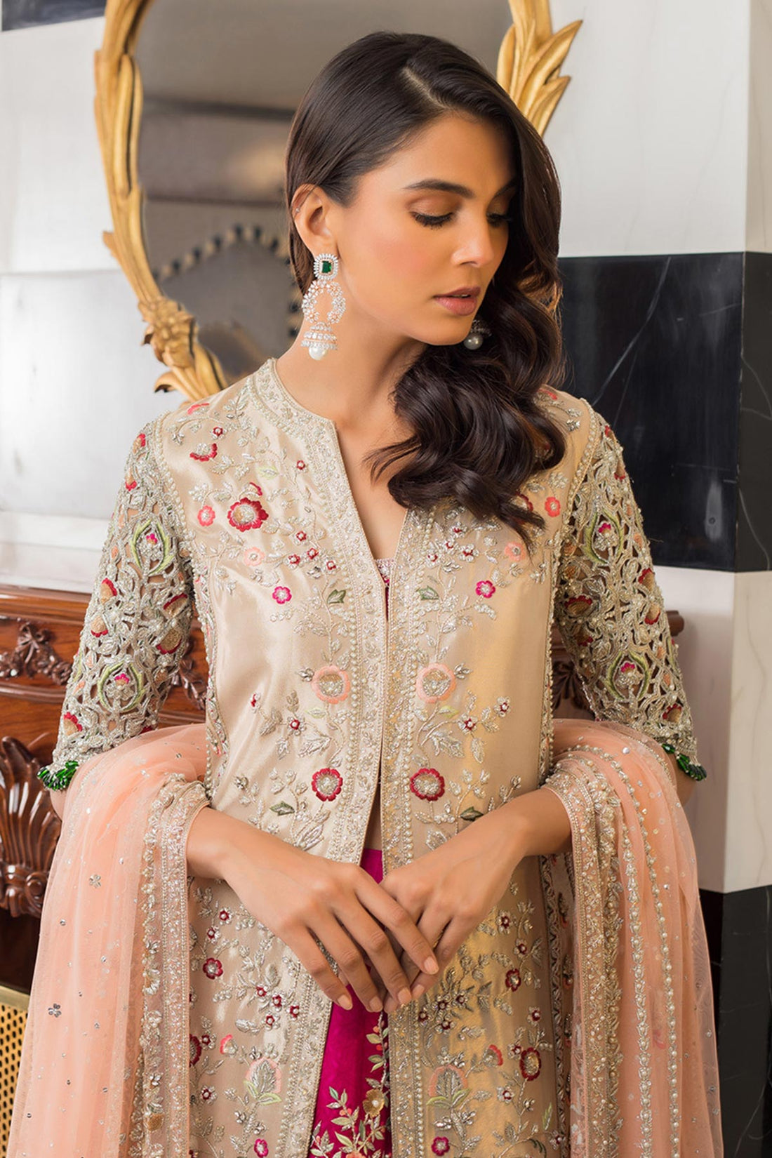 ROSE GOLD TISSUE JACKET - Sania Maskatiya