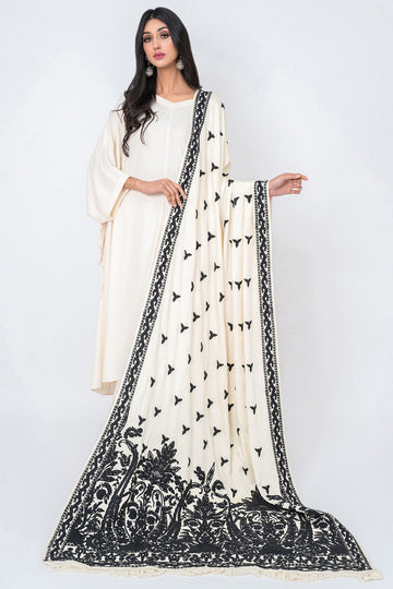 SIRINAGAR BLACK DORI SHAWL - Rizwan Beyg