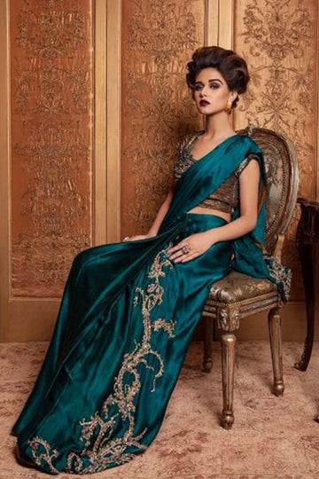 Teal Saree - Nilofer Shahid