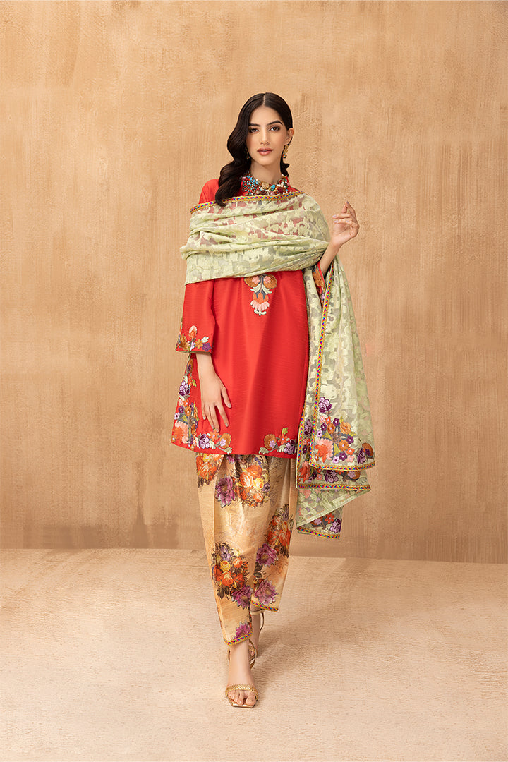 Coral Divinity - DAZZLING SPELL- WINTER COLLECTION'22 by Nilofer Shahid
