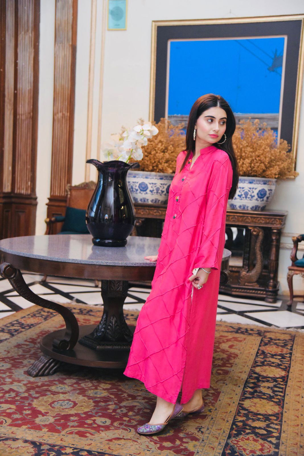 Flamingo Cotton net Shirt  - Eid Collection'23 by IVY