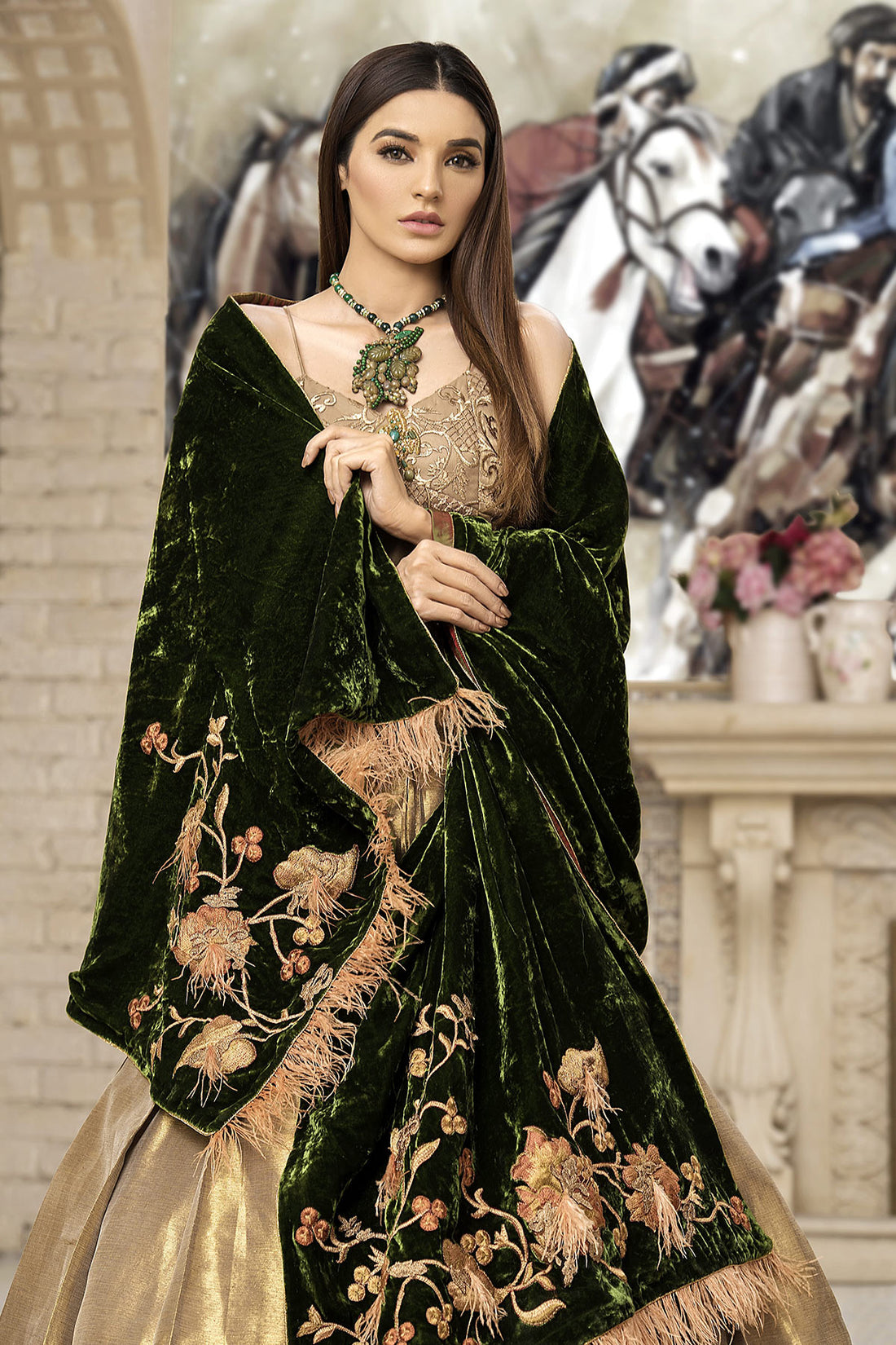 Wings of Love (Green Skirt & Blouse) - Nilofer Shahid