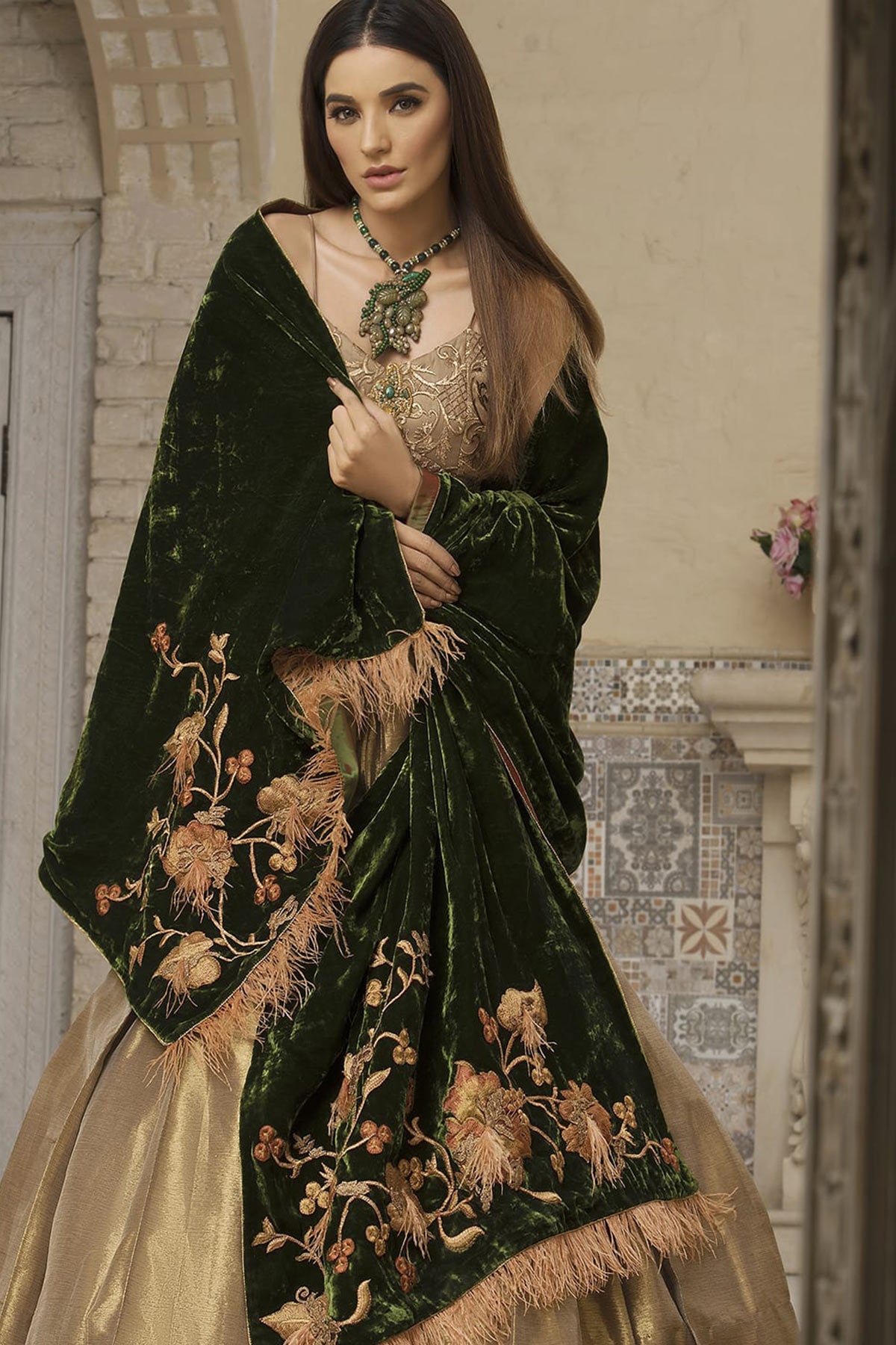 Wings of Love (Green Skirt & Blouse) - Nilofer Shahid