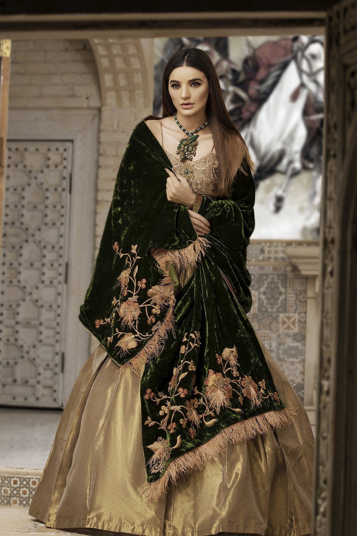 Wings of Love (Green Skirt & Blouse) - Nilofer Shahid