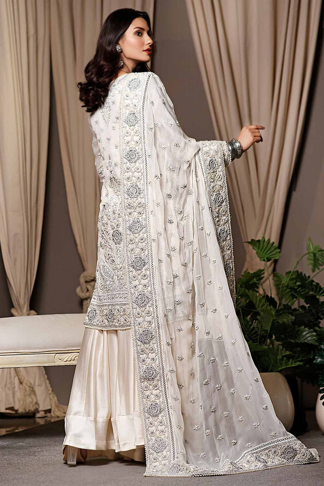 ZEBA SILVER KALI KURTA & DUPATTA - Rizwan Beyg