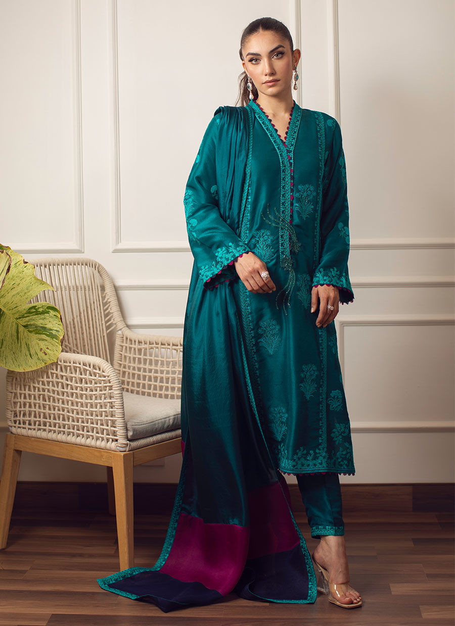 SAKI EMERALD SHIRT AND DUPATTA - FTA