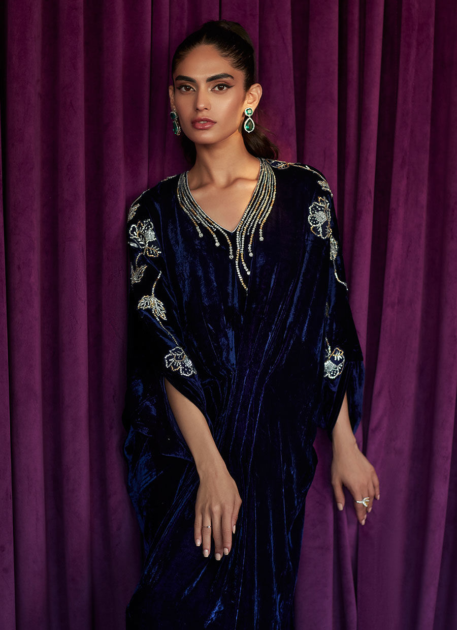 NICOLE NAVY KAFTAN - Velvet Stardust by Farah Talib Aziz