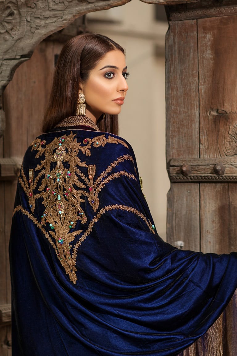 The Sapphire Royal Garland shawl - Dusk till Dawn by Nilofer Shahid