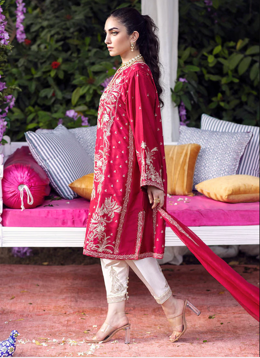 ISLA CRIMSON SHIRT AND DUPATTA - Farah Talib Aziz